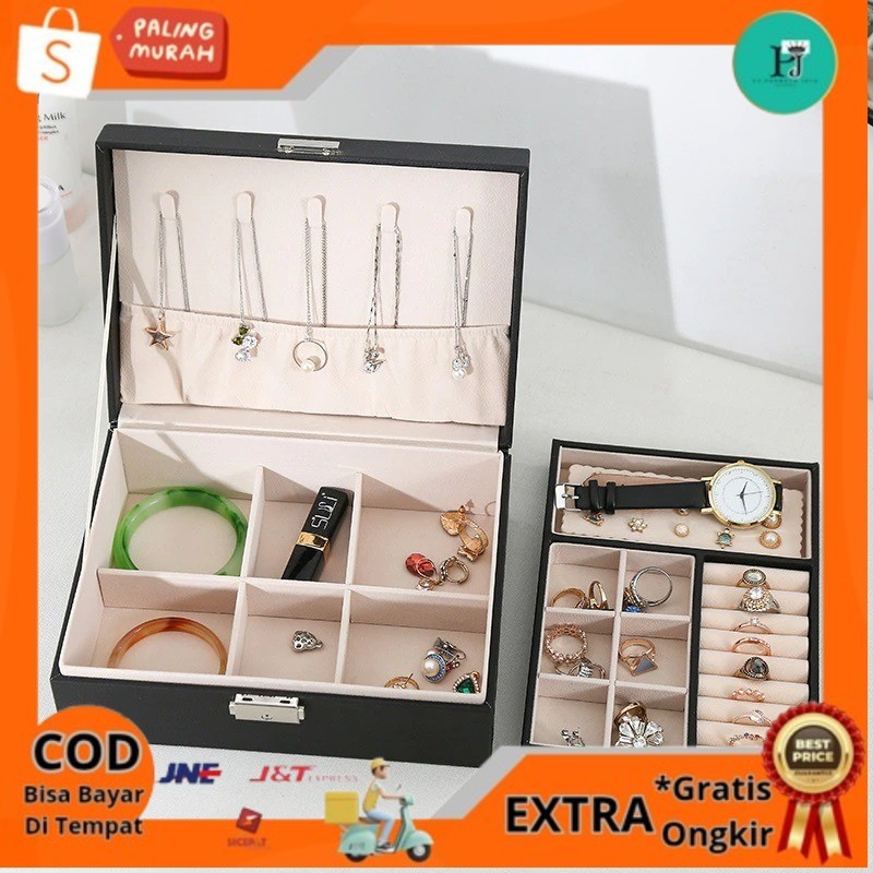 

BLOONG Kotak Penyimpanan Perhiasan Jam Tangan 2 Layer 23x17x8.7cm - ZUZ-006