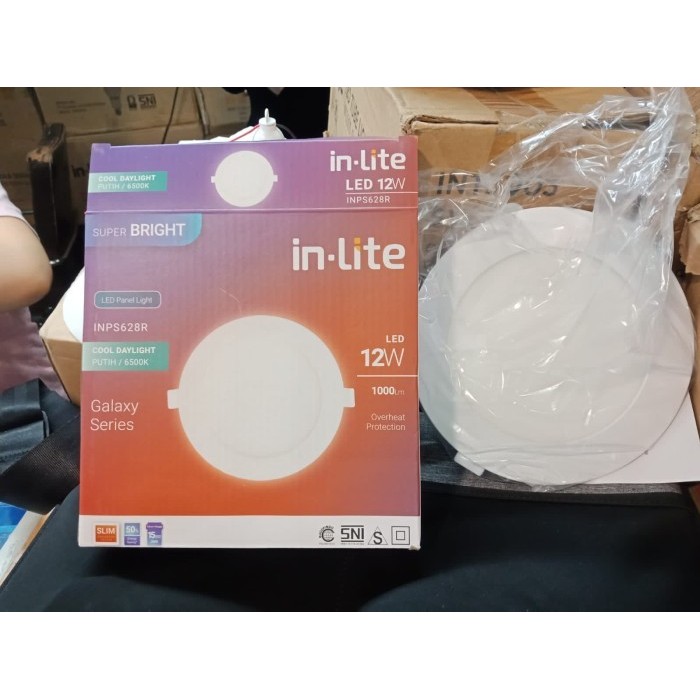 Inlite Downlight Led Panel 12 Watt Bulat - Putih, kuning semu, kuning - Putih