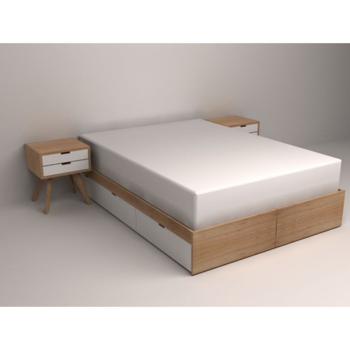 GFJ dipan kayu solid mahoni set balas laci dipan 2 - 100x200