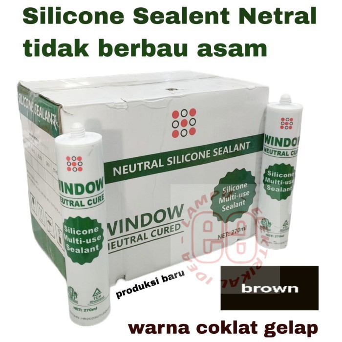 Sealent Silicone Kaca warna Coklat (Dark Brown) silent kemasan botol Murah Berkwalitas