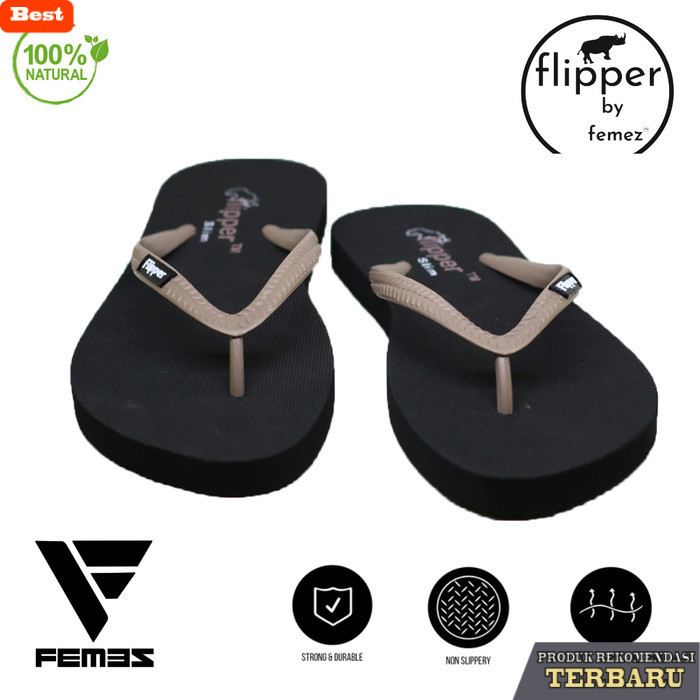 sandal wanita trend sekarang Sandal Jepit Japit Wanita ORIGINAL FLIPPER By FEMEZ Slim Hitam Coklat -