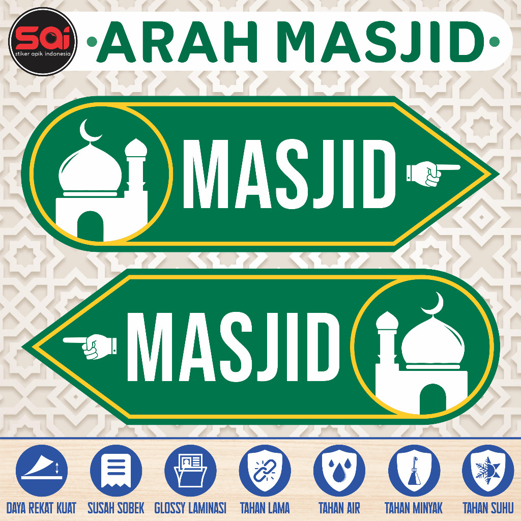 

STIKER VINYL PETUNJUK ARAH MASJID LAMINASI GLOSSY