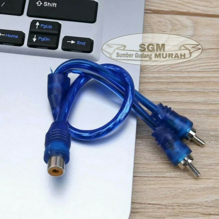 Kabel RCA Cabang Y 1 RCA Male to 2 RCA Female Jack Audio Cabel