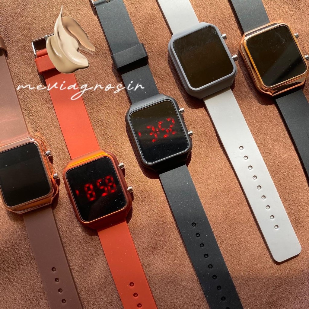 Jam Tangan Wanita LED Digital Strap Rubber Silicone Model VISION Led Watch | Jam Tangan LED Cewek Di