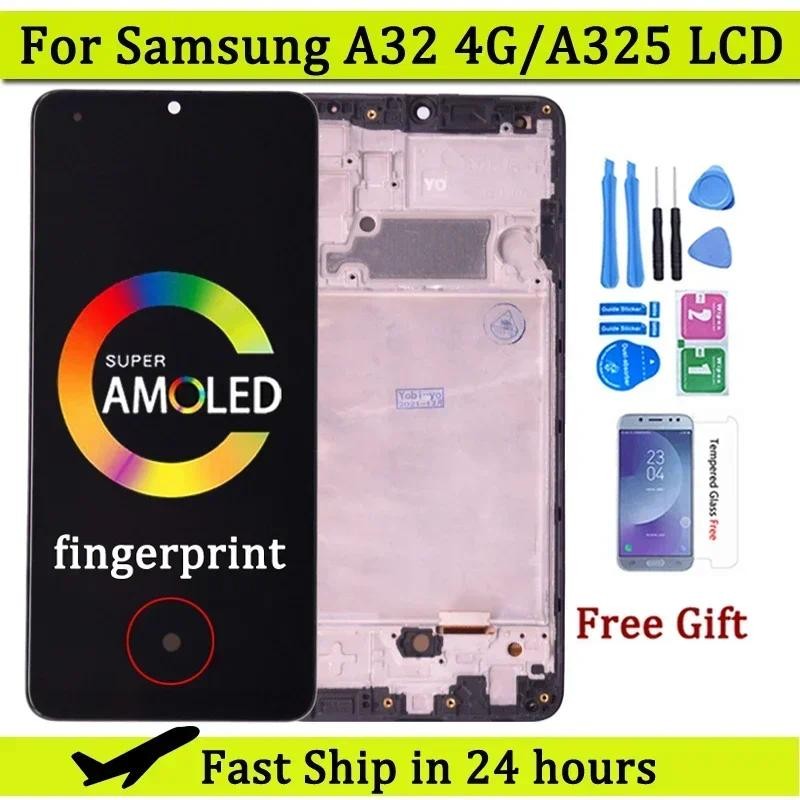 Super AMOLED For Samsung A32 4G LCD For Samsung A325 A325F SM-A325F/DS LCD Display Frame Touch Digit
