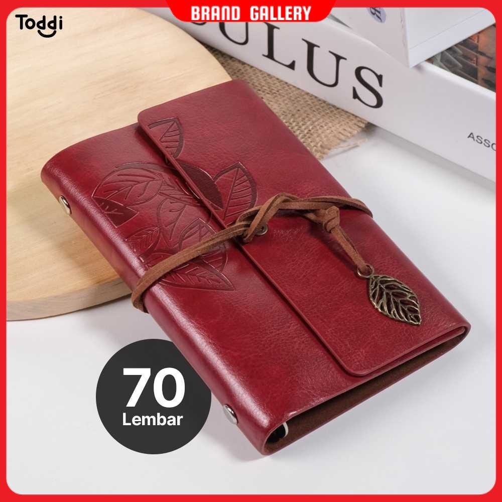 

Toddi PHANTACI Buku Catatan Binder Kulit Retro Leaf Kertas B7 - BSD666