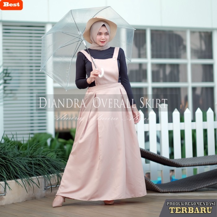 rok wanita kekinian Baju Kodok Rok Overall Wanita Dewasa Panjang Polos Diandra Skirt - nude
