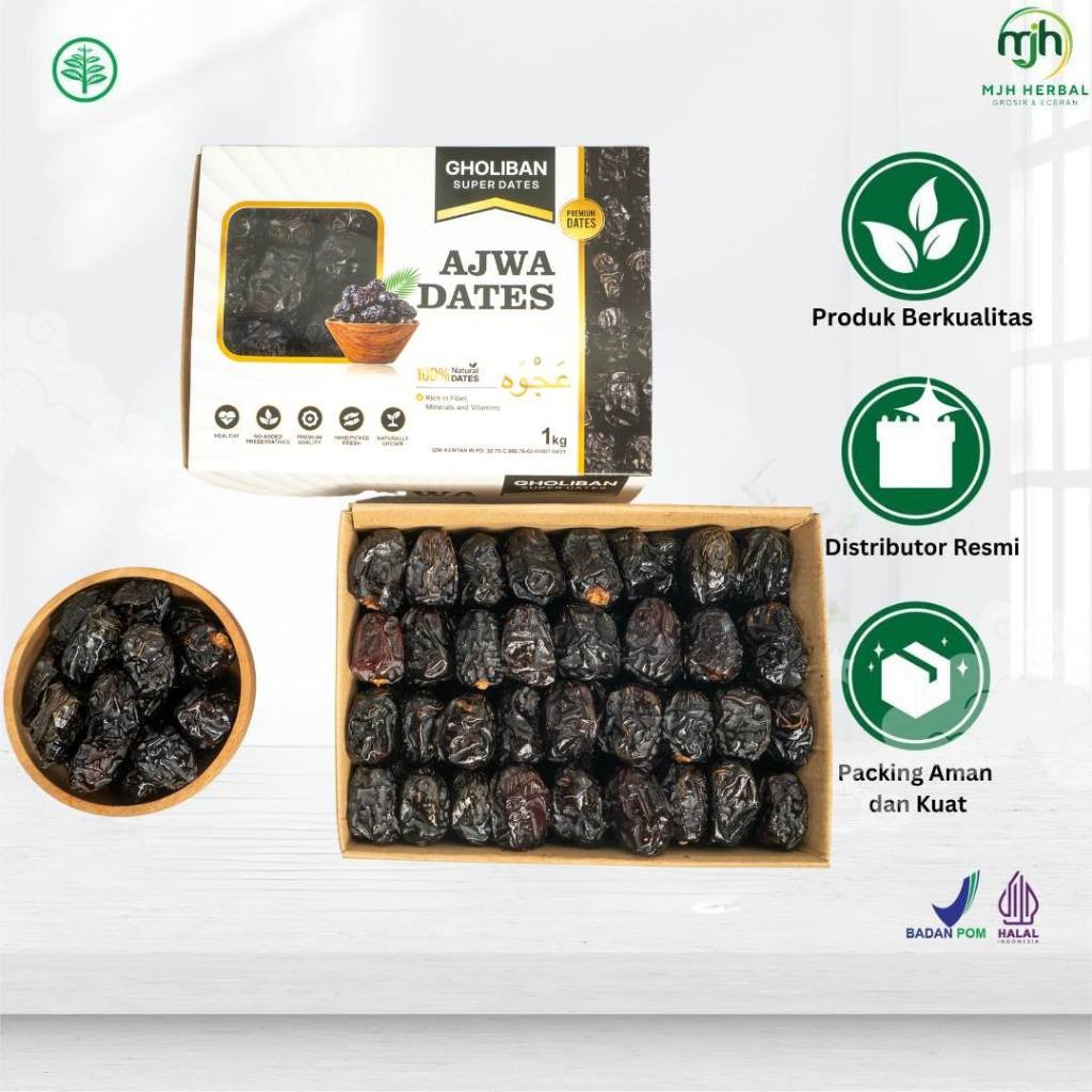 

Kurma Ajwa Gholiban Super Premium Dates 1Kg I Kurma Nabi