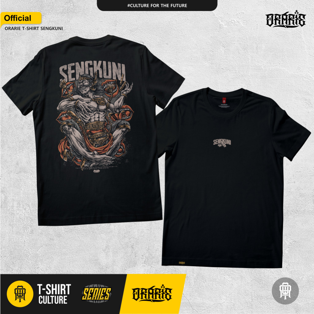 Orarie T Shirt Sengkuni Hitam Kaos Katun Combed 24S