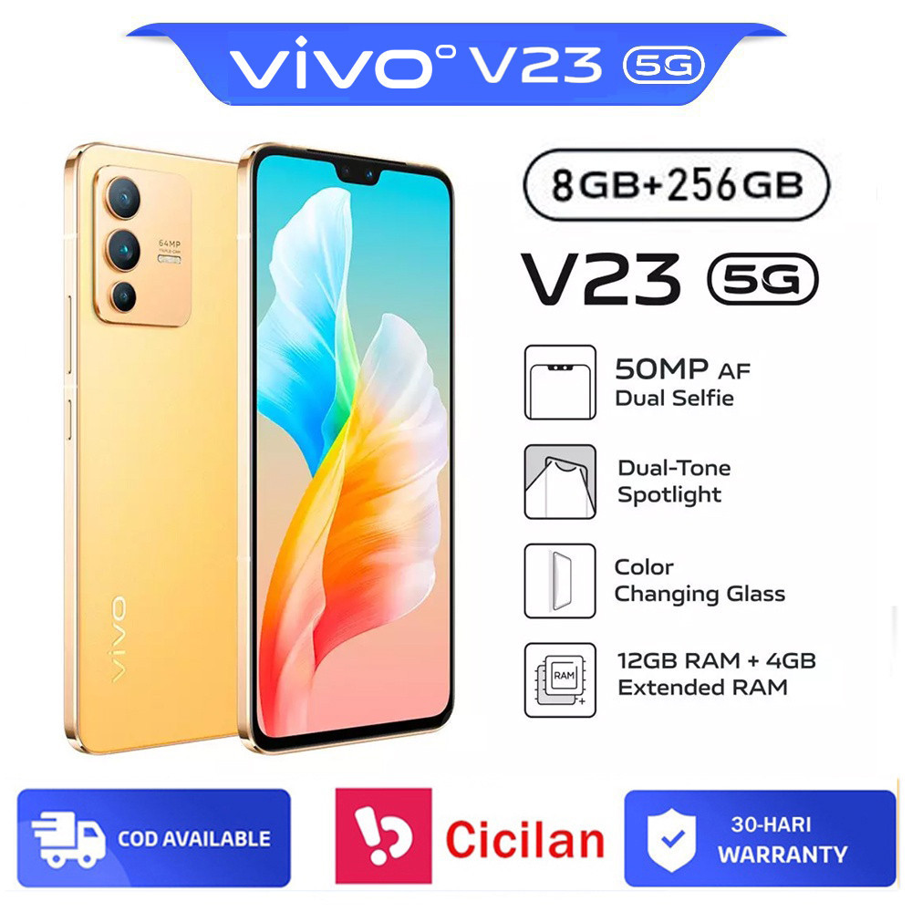 5G HP VIVO V23 RAM8 256GB fast charging 6.44inch handphone