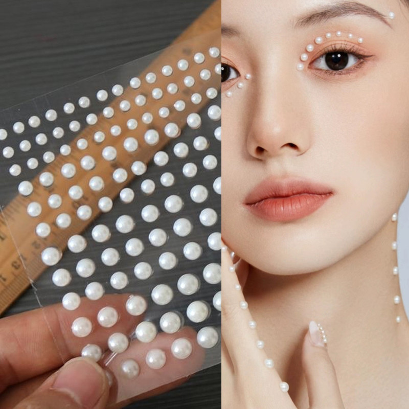 COD❣️ 165Pcs Stiker Mata Berlian Berkilau Akrilik Stiker Foto Wajah Stiker Kuku Dekorasi Kuku Manik 