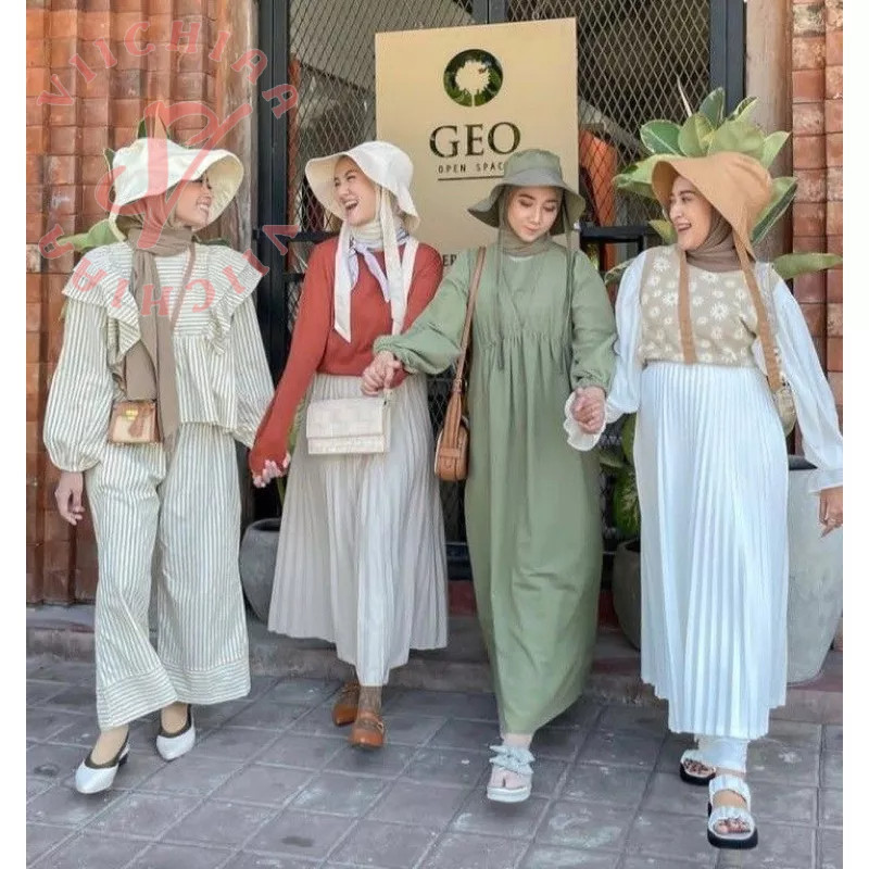 PROMO WIDE BUCKET HAT selebgram aksen tali /Bucket peniti/Topi Rimba polos