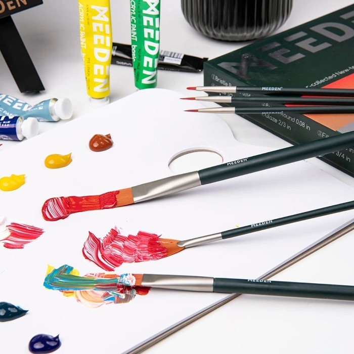 

Kuas Lukis Meeden Acrylic Paint Brush Set 10 Synthetic Long Handle