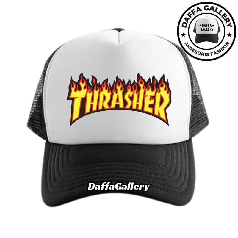 Daffaa Gallery Topi Trucker THRASHER - Topi Distro THRASHER Logo - Topi TRASHER Premium - Topi Pria 