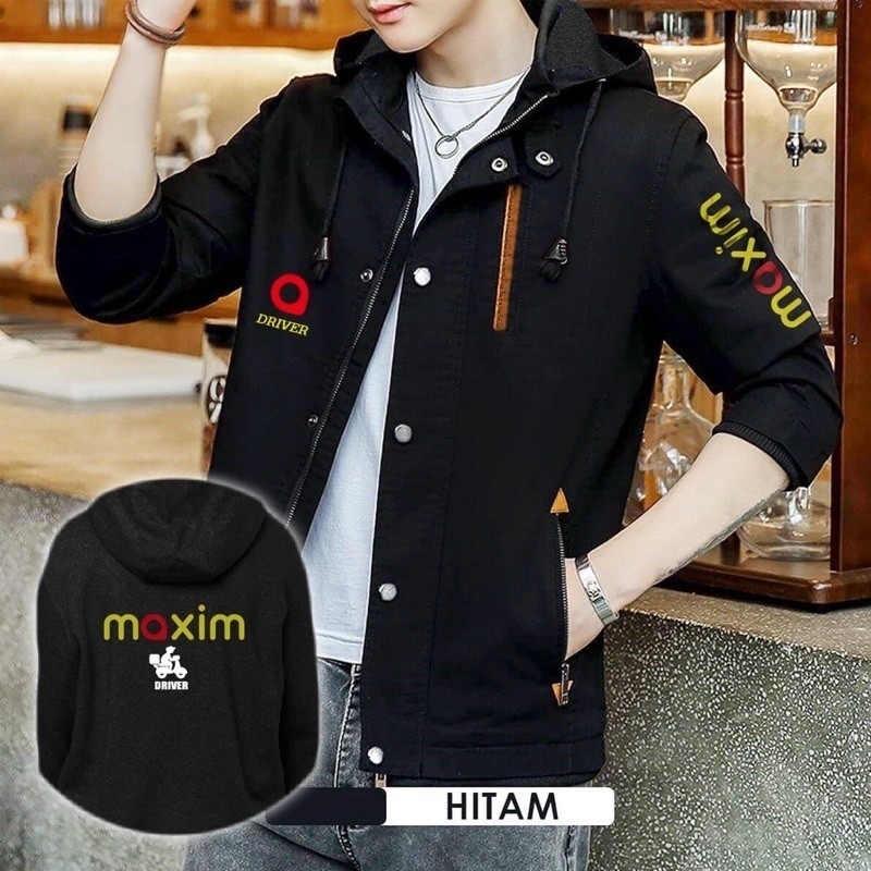 Jaket Maxim / Jaket Pria Resleting Distro Keren Terbaru Variasi Driver Maxim JAKET CUSTOM SABLON