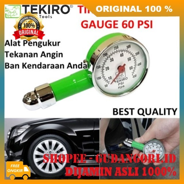 Alat Cek Pengukur Tekanan Angin Ban Mobil Motor Sepeda TEKIRO ORIGINAL