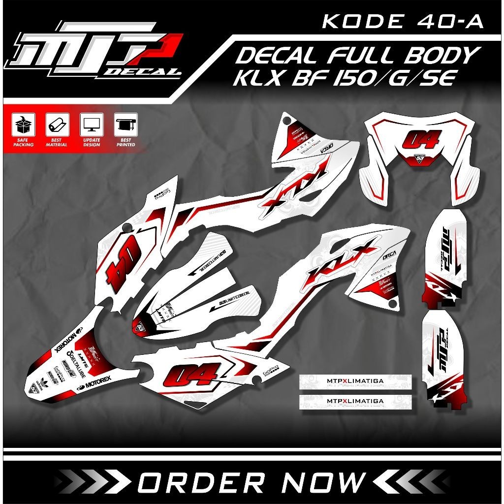 (COD) Decal Sticker Trail KLX 150 BF Fullbody - Dekal Stiker KLX BF/G/Extreme Desain Simpel 40