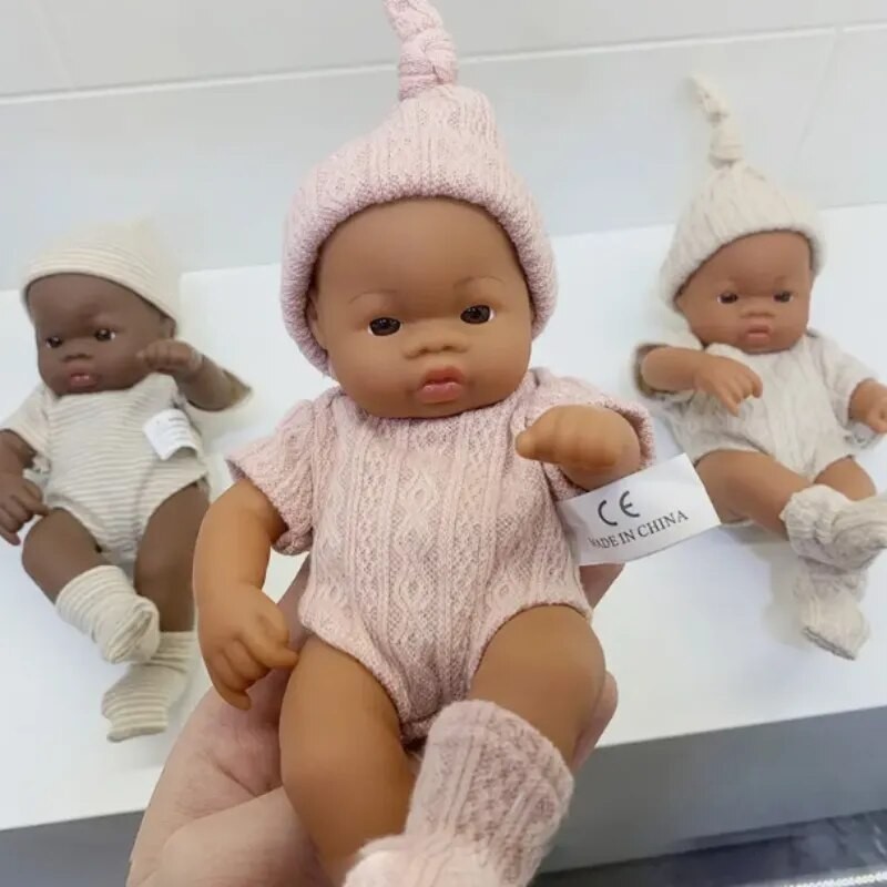 Black Reborn Dolls Silicone Reborn Baby Doll 20cm Dolls Baby Reborn Baby Doll Toys Soft Touch High Q