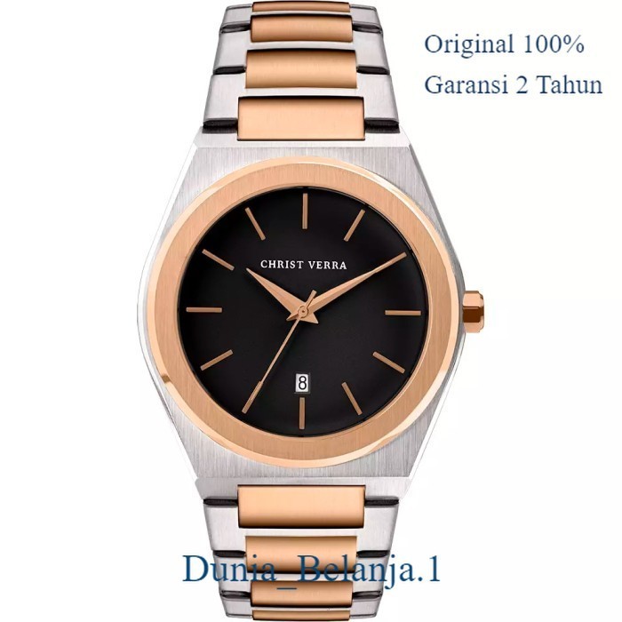 Original 100% Jam Tangan CHRIST VERRA Pria  CV 10985G-14 BLK Garansi Resmi 2 Tahun