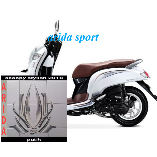 Striping stiker  honda scoopy  fi led stylish thn 2018 putih motif striping original scoopy