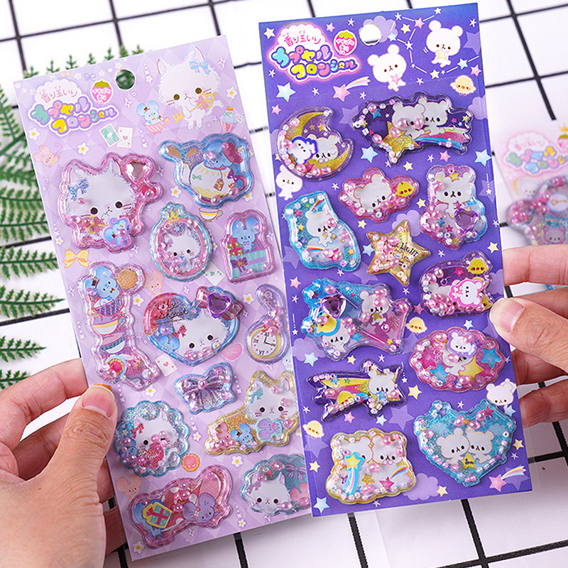 

6*pcs 3D Stiker Anak Timbu / STIKER 3D ANAK Panjang / Sticker 3D Timbul Karakter / Stiker Bubble/mutiara mengkilap/cute bear