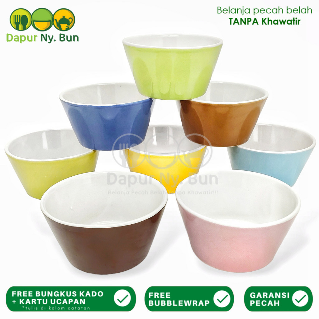 Mangkok Keramik V Two Tone Solid 2 Warna5 Inch