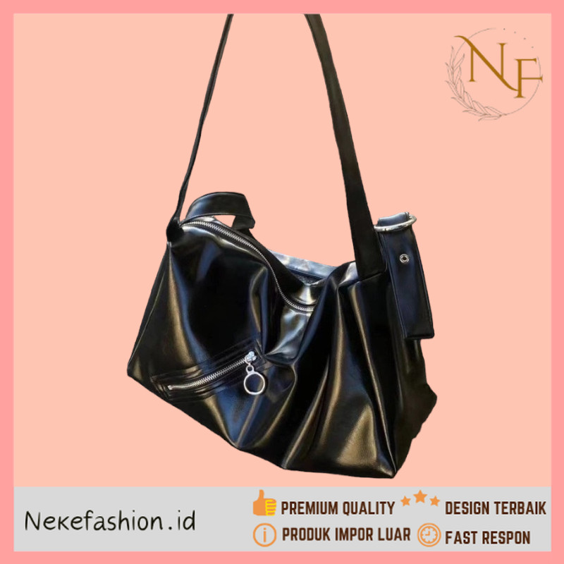 NEKE FASHION Premium Kualitas - Tas Selempang Kulit Wanita Tas Wanita Hitam Tas Selempang Kulit Cewe