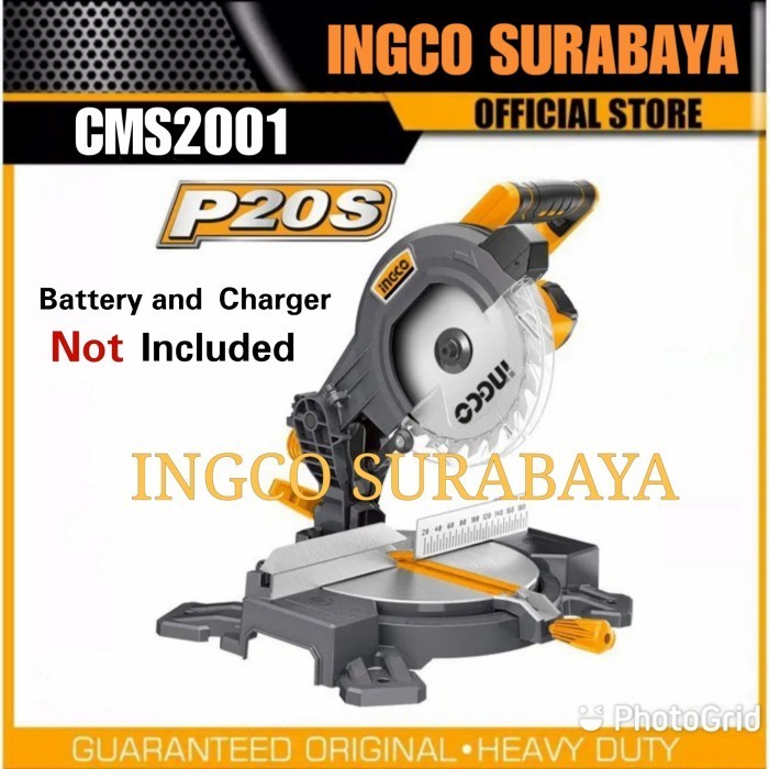 INGCO CMS2001 MITRE SAW CORDLESS GERGAJI POTONG KAYU ALUMINIUM BATERAI
