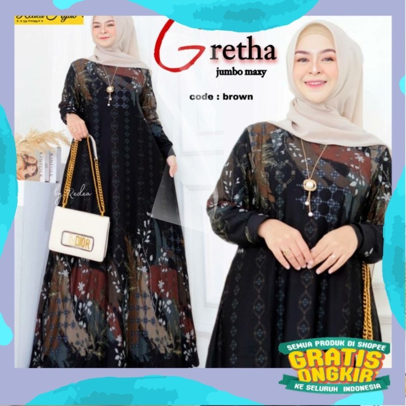 GAMIS CALVIN JEANS GRETHA JUMBO MAXY GAMIS PRINTING MOTIF BATIK ORI SOLO GAMIS HARIAN WANITA DRESS K