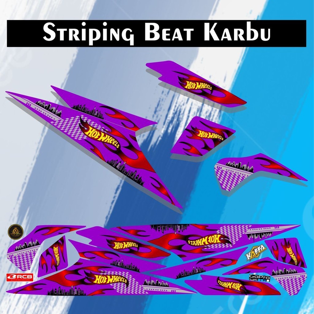 LIS Sticker Striping Variasi Beat Karbu List Motif Beat Lama /Old Custom List Motif Ungu VARIASI
