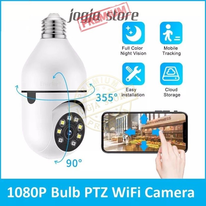IP Kamera CCTV Soket E27 Bohlam WIFI PTZ IR Sensor Panorama Camera 360