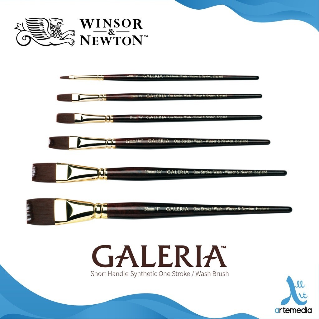 

Winsor & Newton Galeria One Stroke Wash Synthetic Brush Short Handle Kuas Lukis