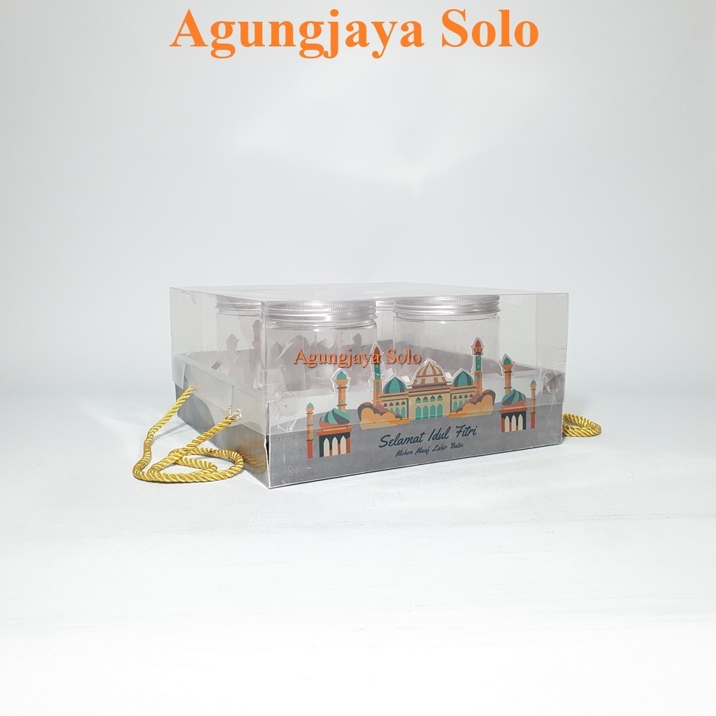 Toples Lebaran 800 ml Tabung Tutup Alumunium Hampers Elegan + Mika Isi 4 / Toples / Hampers / Hamper