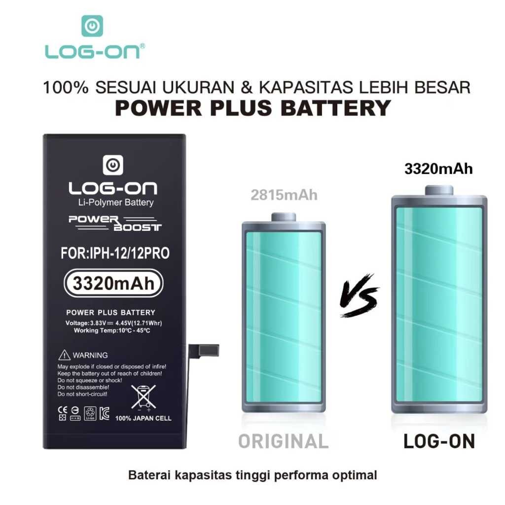 Log On - IPHONE 12 / IP 12 MINI / IP 12 PRO / IP 12 PRO MAX Power Plus Original Battery Baterai Batr