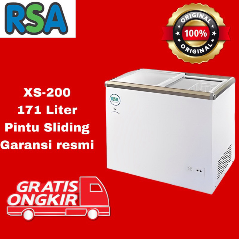 RSA CHEST FREEZER 171 LITER SLIDING XS 200 FREEZER BOX (FREE ONGKIR SERANG BANTEN)