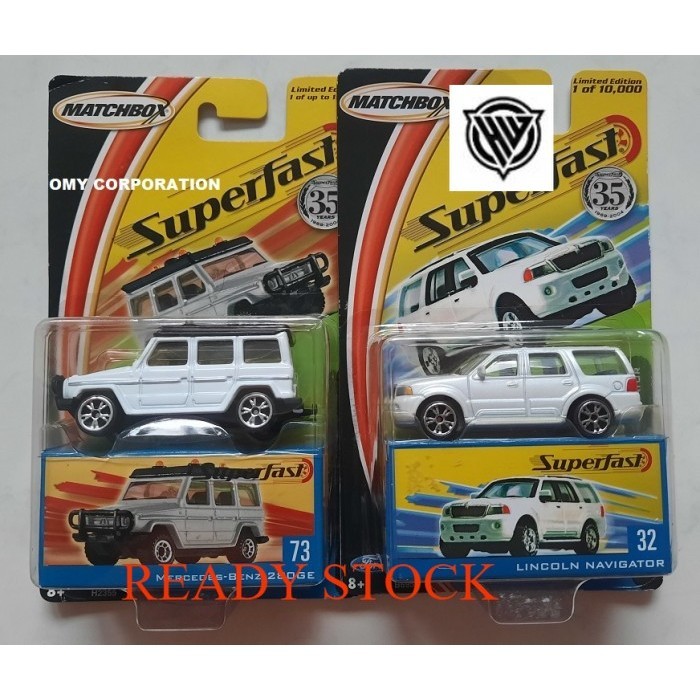 Paket 2 Matchbox Superfast Putih Mercedes Benz 280GE Lincoln Navigator