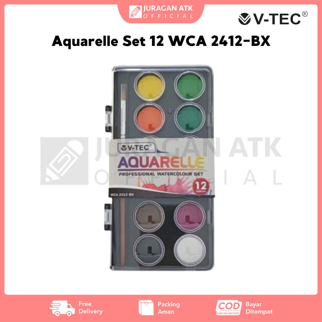 

Aquarelle WaterColour Set 12 Warna V-TEC WCA 2412-BX