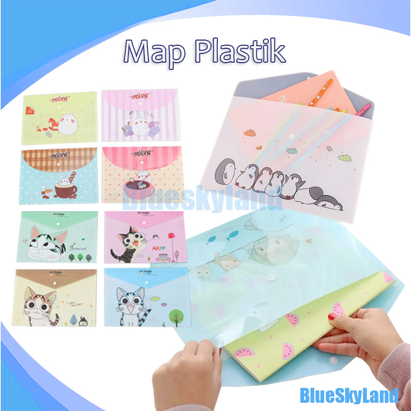 Map A4 Plastik Kancing Karakter Motif Lucu / Folder Perlindungan File / Map Plastik / Folder Karakte