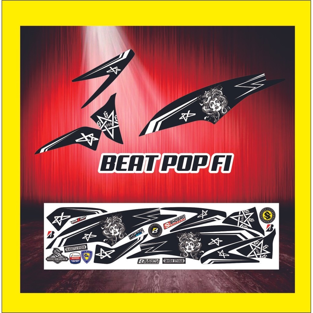 variasi STRIPING BEAT POP HITAM STIKER MOTOR BEAT POP / STIKER HONDA BEAT POP FI HITAM  VARIASI MOTI