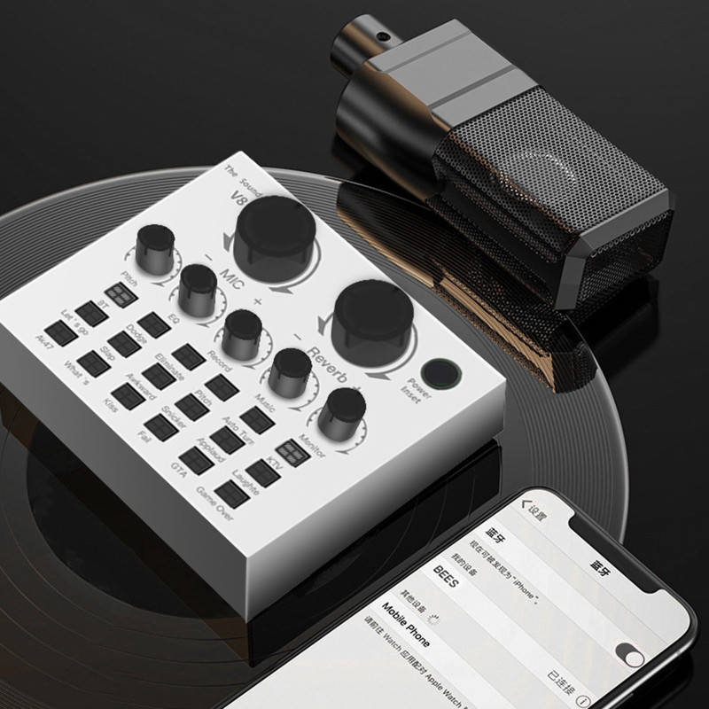 Vixsound Mixer Audio External Sound Card Bluetooth Effect Board - V8 Pro - White