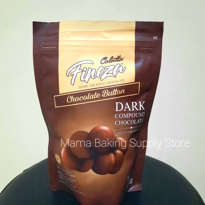 

COLATTA FINEZA Dark Compound Chocolate Button Cokelat Kancing 400 GR