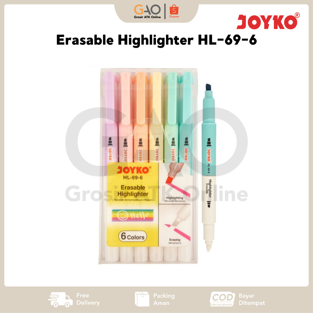 

Erasable Highlighter Joyko HL-69-6 / Penanda Berwarna Joyko Dapat Dihapus HL-69-6