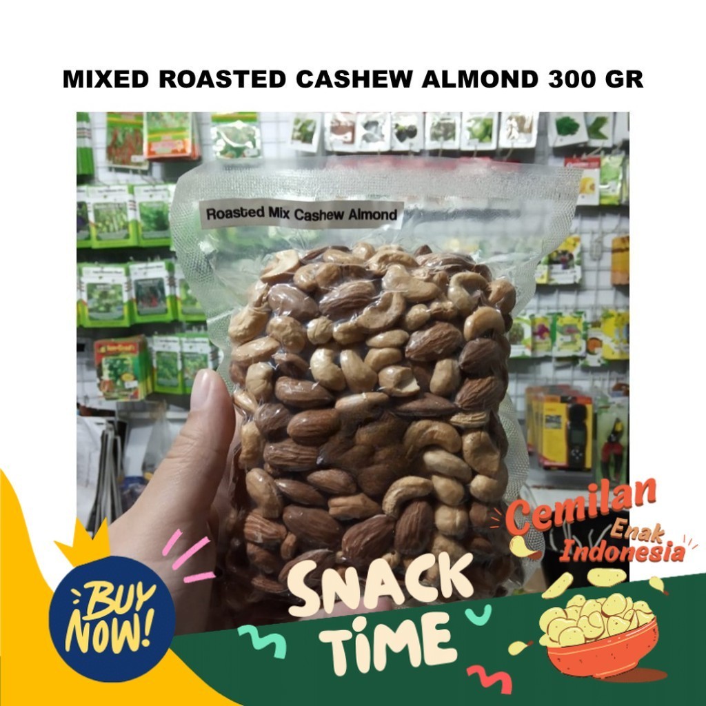 

Special Diskon Mix Roasted Cashew Almond Mixed Kacang Mete Almon Panggang 300 gr Nut