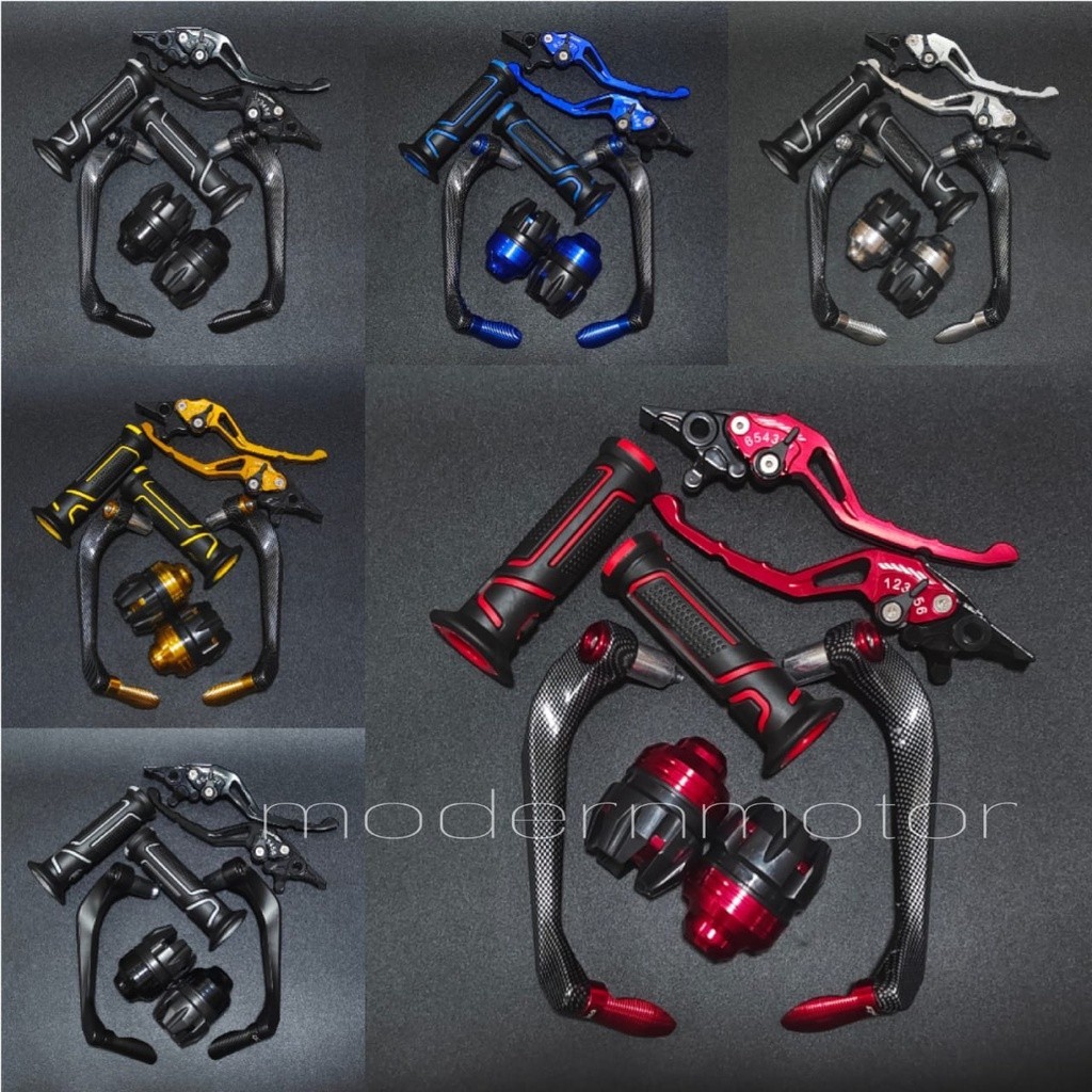 {OR} Proguard carbon sabit + Handgrip B.A.D + Jalu as + Handle CNC Variasi NMAX VARIO MIO AEROX BEAT