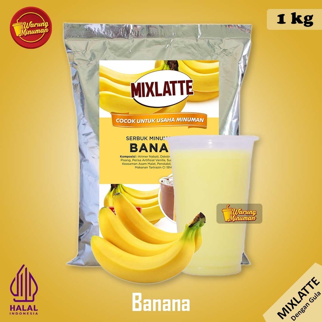 

MIXLATTE Banana 1 kg Serbuk Minuman dengan Gula / Bubuk Instan Rasa Pisang