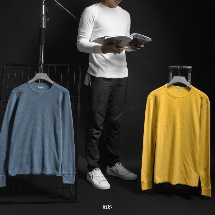 Kaos Lengan Panjang Pria Thermal Knit