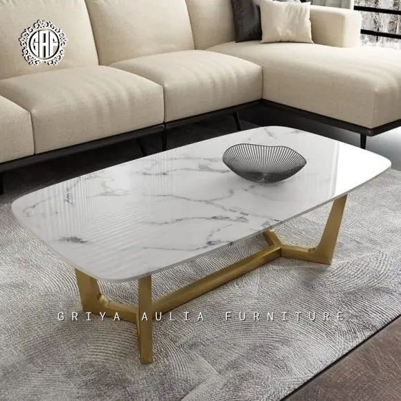 MEJA COFFE MARMER CARARA - MEJA TAMU TOP MARMER - COFFEE TABLE MARMER