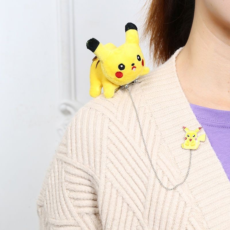 aksesoris bros / bros kekinian / bros wanita / bros bulatBros/Seri Berbaring Boneka Panda Pikachu Br