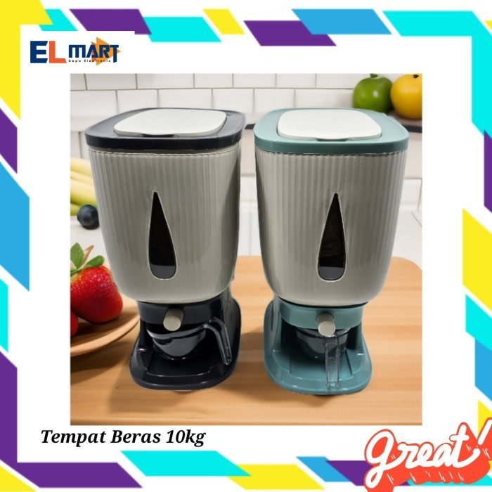 Dispenser Tempat Beras Otomatis 10kg 12kg Wadah Penyimpanan Beras Anti Kutu