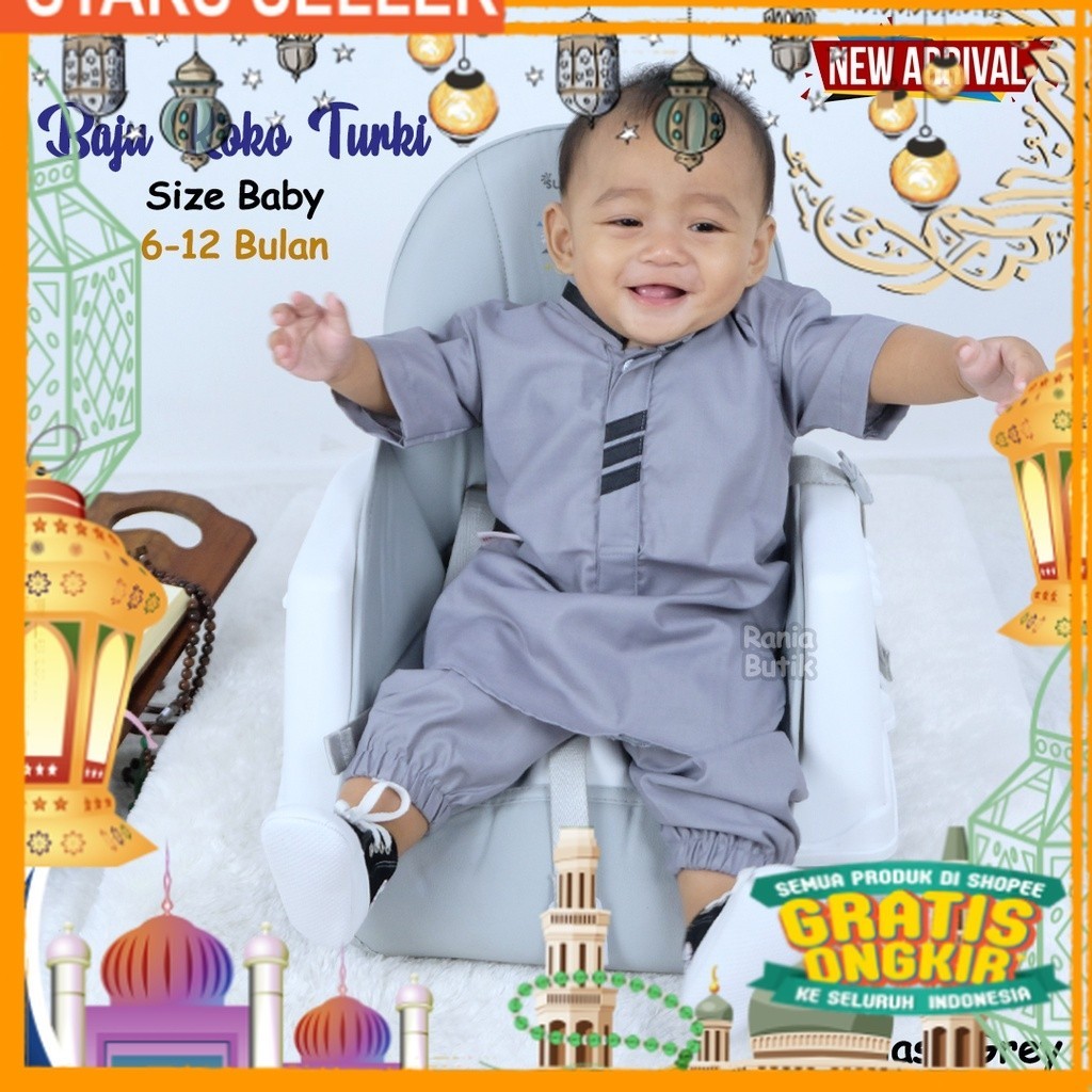 Setelan Baju Koko Anak Bayi Muslim Laki Laki Baby Kurta RICHI/ Pink Dusty Fanta Merah muda